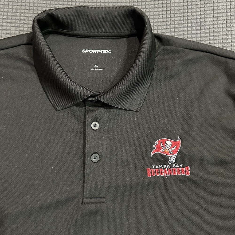 Sport-Tek Tampa Bay Buccaneers Polo Shirt Men's XL Black Embroidered Team Logo - Picture 3 of 8